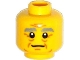 Part No: 3626pb1186  Name: Minifigure, Head Male Bushy Gray Eyebrows, Wrinkles, White Pupils, Slight Smile Pattern