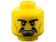 Part No: 3626pb1187  Name: Minifigure, Head Moustache Black Split, Goatee, Bushy Eyebrows, Cheek Lines, Angry Pattern