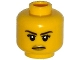 Part No: 3626pb1192  Name: Minifigure, Head Female Dark Brown Eyebrows, Black Eyelashes, White Pupils, Gold Lips, Stern Pattern