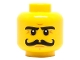 Part No: 3626pb1203  Name: Minifigure, Head Moustache Curly Long, Stern Eyebrows, White Pupils Pattern