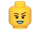 Part No: 3626pb1208  Name: Minifigure, Head Female Black Eyebrows, Eyelashes, Dark Azure Lips, Open Mouth Smile with Teeth Pattern