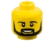 Part No: 3626pb1213  Name: Minifigure, Head Black Eyebrows, Moustache, and Angular Beard, Open Mouth Smile with Teeth Pattern