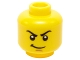 Part No: 3626pb1216  Name: Minifigure, Head Black Eyebrows, Medium Nougat Chin Dimple, Smirk Pattern
