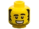 Part No: 3626pb1219  Name: Minifigure, Head Black Bushy Eyebrows, Sideburns, Beard Stubble, Medium Nougat Wrinkles and Chin Dimple, Open Mouth Smile with Teeth Pattern