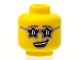 Part No: 3626pb1230  Name: Minifigure, Head Female Glasses Star Shaped, Medium Lavender Lips, Open Lopsided Smile with Teeth Pattern