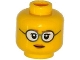 Part No: 3626pb1238  Name: Minifigure, Head Female Glasses Gray Frames and White Lenses, Eyelashes, Pale Brown Lips Pattern