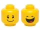 Part No: 3626pb1242  Name: Minifigure, Head Dual Sided Black Small Eyebrows and Wide Grin / Closed Eyes and Large Open Mouth Smile with Red Tongue Pattern