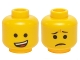 Part No: 3626pb1243  Name: Minifigure, Head Dual Sided Open Lopsided Smile / Pinched Eyebrows and Frown Pattern (Emmet)