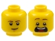Part No: 3626pb1280  Name: Minifigure, Head Dual Sided Brown Eyebrows, White Pupils, Slight Smile and Cleft Chin / Open Mouth Scared Pattern (McScrubs)