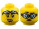 Part No: 3626pb1283  Name: Minifigure, Head Dual Sided Female Red Lips, Goggles, Closed Mouth / Open Mouth Smile Pattern (Christina Hydron)