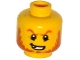 Part No: 3626pb1291  Name: Minifigure, Head Dark Orange Eyebrows and Beard, Broken Tooth, Determined Grin, Pupils Pattern