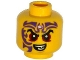 Part No: 3626pb1294  Name: Minifigure, Head Black Eyebrows, Dark Red Eyes, Dark Purple Tattoo, Evil Smile Pattern