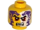 Part No: 3626pb1296  Name: Minifigure, Head Black Eyebrows, Dark Red Eyes, Dark Purple and White Snakes Tattoo, Open Mouth with Fangs Pattern