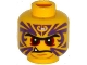Part No: 3626pb1297  Name: Minifigure, Head Black Eyebrows, Red Eyes, Purple Tattoo, Fang Pattern