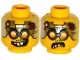 Part No: 3626pb1298  Name: Minifigure, Head Dual Sided Glasses with Silver Goggles, Metal Plates with Circuitry on Forehead, Smile / Angry Pattern (Drillex)