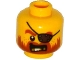 Part No: 3626pb1304  Name: Minifigure, Head Beard Dark Orange, Gold Teeth, Eye Patch Pattern