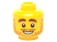 Part No: 3626pb1305  Name: Minifigure, Head Reddish Brown Bushy Eyebrows, Moustache, and Beard Stubble, Open Mouth Smile with Teeth Pattern