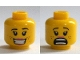 Part No: 3626pb1310  Name: Minifigure, Head Dual Sided Female Brown Eyebrows, Freckles, Eyelashes, Peach Lips, Smile with Teeth / Scared Open Mouth Pattern