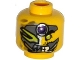 Part No: 3626pb1315  Name: Minifigure, Head Alien with Metal Mask, Purple Jewel, Green Eye, Pointed Teeth Pattern
