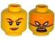 Part No: 3626pb1326  Name: Minifigure, Head Dual Sided Female Dark Red Eyebrows, Dark Tan Lips, Smile / Bright Light Orange Mask, White Eyes, Open Mouth Pattern