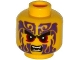 Part No: 3626pb1327  Name: Minifigure, Head Black Eyebrows, Dark Red Eyes, Dark Purple Tattoos, Open Mouth with Fangs Pattern