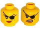 Part No: 3626pb1334  Name: Minifigure, Head Dual Sided Female with Eye Patch, Smile / Angry Mouth with Teeth Pattern