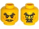 Part No: 3626pb1338  Name: Minifigure, Head Dual Sided Moustache Split, Stern Dark Bluish Gray Bushy Eyebrows, Sunken Eyes, Wrinkles / Green Eyes, Angry Pattern