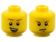 Part No: 3626pb1345  Name: Minifigure, Head Dual Sided Dark Orange Eyebrows, Crooked Smile with Teeth / Determined, Closed Mouth Pattern
