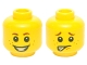 Part No: 3626pb1349  Name: Minifigure, Head Dual Sided Child Small Reddish Brown Eyebrows and Freckles, Open Mouth Smile with Teeth / Worried Pattern