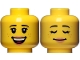 Part No: 3626pb1352  Name: Minifigure, Head Dual Sided Female Black Eyebrows, Double Eyelashes, Nougat Lips and Freckles, Open Mouth Smile with Top Teeth and Red Tongue / Sleeping Pattern