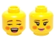 Part No: 3626pb1439  Name: Minifigure, Head Dual Sided Female Rosy Cheeks, Brown Eyebrows, Pink Lips, Open Mouth / Closed Mouth Smile Pattern (Caroler)