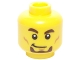 Part No: 3626pb1457  Name: Minifigure, Head Dark Brown Thick Eyebrows and Goatee, White Pupils, Smirk and Cheek Lines Pattern