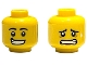 Part No: 3626pb1480  Name: Minifigure, Head Dual Sided Black Eyebrows, White Pupils, Smile with Teeth / Scared Pattern
