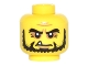 Part No: 3626pb1500  Name: Minifigure, Head Bushy Black Eyebrows and Beard, Wrinkles and One White Fang Pattern