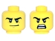 Part No: 3626pb1509  Name: Minifigure, Head Dual Sided Thick Black Eyebrows, Medium Nougat Chin Dimple, Determined Smirk / Open Mouth Scowl with Teeth Parted Pattern