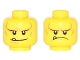 Part No: 3626pb1548  Name: Minifigure, Head Dual Sided Black Eyebrows, White Pupils, Chin Dimple and Cheek Lines, Smile with Tooth / Frown Angry Pattern