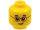 Part No: 3626pb1565  Name: Minifigure, Head Child Black Eyebrows, Single Eyelashes, Glasses with Red Round Frames, Freckles, Lopsided Grin Pattern