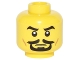 Part No: 3626pb1587  Name: Minifigure, Head Male Black Eyebrows, White Pupils, Black Goatee and Dark Orange Cheek Lines Pattern
