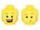 Part No: 3626pb1591  Name: Minifigure, Head Dual Sided Dark Tan Eyebrows and Stubble Beard, Open Smile / Raised Left Eyebrow, Lost Pattern