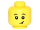 Part No: 3626pb1595  Name: Minifigure, Head Child Black Eyebrows Raised, Lopsided Grin with Small Mouth Opening Pattern
