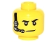 Part No: 3626pb1599  Name: Minifigure, Head Black Eyebrows, White Pupils, Black and Silver Headset Pattern