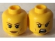 Part No: 3626pb1639  Name: Minifigure, Head Dual Sided Female Brown Eyebrows, Eyelashes, Peach Lips, Beauty Mark, Smile / Open Mouth Bared Teeth Pattern