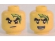 Part No: 3626pb1667  Name: Minifigure, Head Dual Sided Black Bushy Eyebrows, Chin Dimple, Lightning Bolt, Scowl / Open Mouth with Teeth Pattern