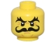 Part No: 3626pb1702  Name: Minifigure, Head Black Bushy Eyebrows and Curly Moustache, Nougat Chin Dimple and Wrinkles, Angry Scowl Pattern