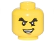 Part No: 3626pb1735  Name: Minifigure, Head Black Bushy Eyebrows, Medium Nougat Chin Dimple, Lopsided Open Mouth Smile with Teeth Parted Pattern