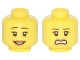 Part No: 3626pb1761  Name: Minifigure, Head Dual Sided Female, Thin Black Eyebrows, Dark Orange Lips, Slight Smile / Scared Pattern