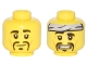 Part No: 3626pb1762  Name: Minifigure, Head Dual Sided Thick Black Eyebrows, Goatee, Cheek Lines, Crooked Smile / Gray Headband, Scared Pattern