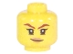 Part No: 3626pb1790  Name: Minifigure, Head Female Dark Red Eyebrows, Medium Nougat Lips, Lopsided Smile Pattern