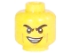 Part No: 3626pb1792  Name: Minifigure, Head Black Eyebrows Furrowed, Cheek and Smirk Lines, Lopsided Smirk with Teeth Pattern