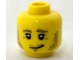 Part No: 3626pb1812  Name: Minifigure, Head Dark Tan Thick Eyebrows and Mutton Chops Stubble, Upper Eyelids, Medium Nougat Chin Dimple and Eye Wrinkles, Lopsided Grin Pattern